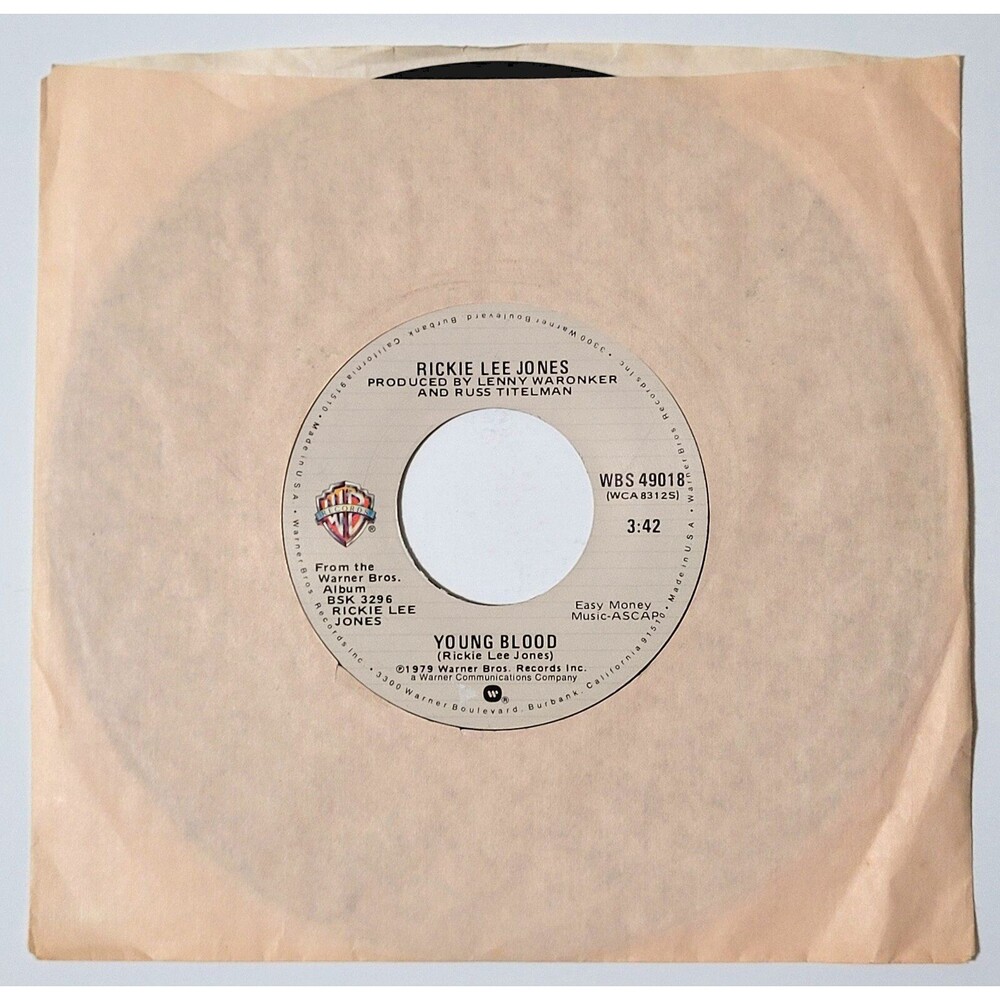 Rickie Lee Jones Young Blood / Coolsville 45 RPM Vinyl Warner Bros. M- Rock '79